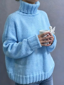 Women's Oversized Ribbed Drop Shoulder Turtleneck Sweater — View 14