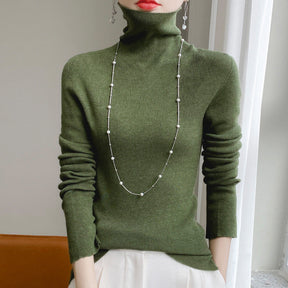 Women's Fitted Ribbed Fine Knit Turtleneck Sweater — View 9