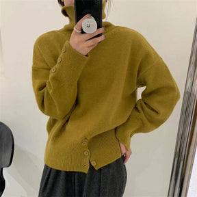 Women's Button Detail Turtleneck Sweater — View 6