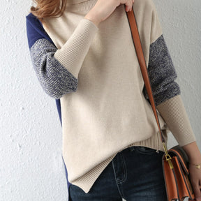 Women's Colorblock Textured Turtleneck Sweater — View 2