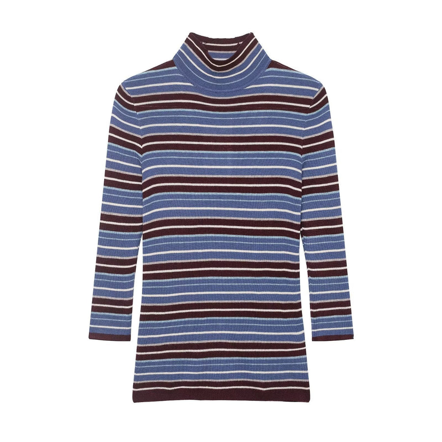 Women's Fitted Ribbed Fine Knit Turtleneck Sweater — View 1