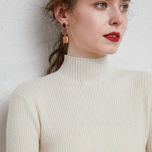Women's Cashmere Fitted Ribbed Turtleneck Sweater — View 10