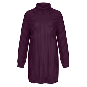 Women's Relaxed Fit Ribbed Chunky Knit Turtleneck Sweater — View 14