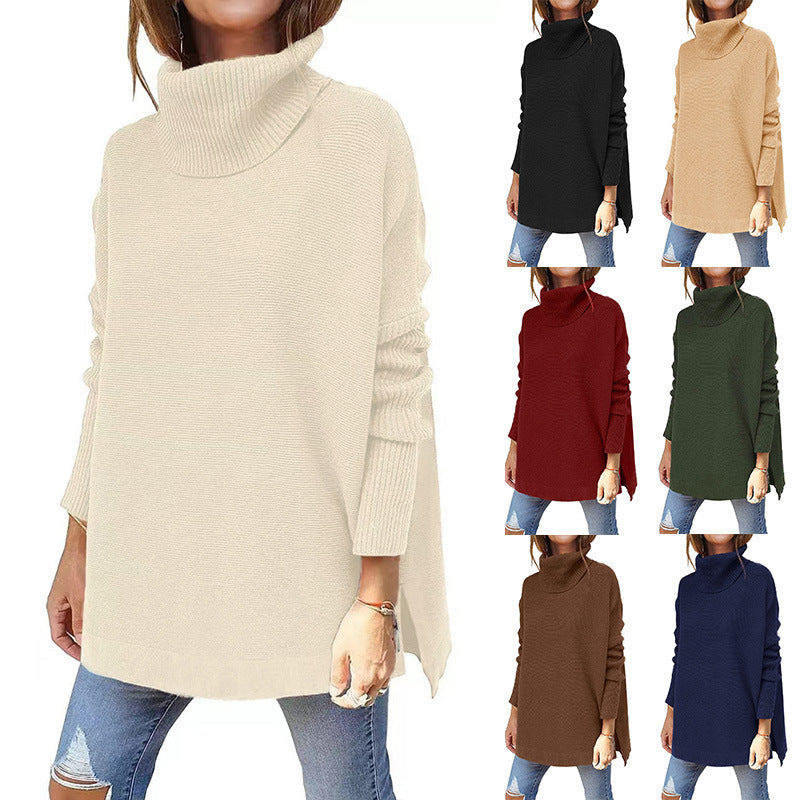 Women's Relaxed Fit Textured Turtleneck Sweater — View 1