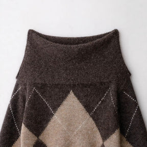 Women's Oversized Ribbed Geometric Turtleneck Sweater — View 3