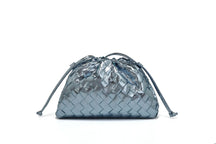 Women's Woven Mini Crossbody Bag in Metallic Blue Gray by Juana Fashion