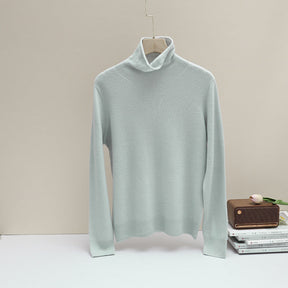 Women's Fitted Ribbed Fine Knit Turtleneck Sweater — View 7