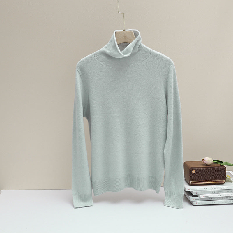 Women's Fitted Ribbed Fine Knit Turtleneck Sweater — View 7