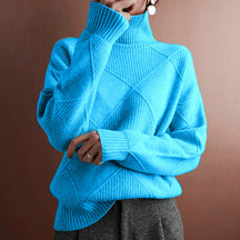Women's Fine Knit Geometric Turtleneck Sweater — View 12