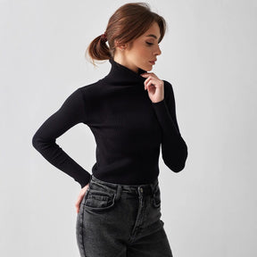 Women's Fitted Ribbed Turtleneck Sweater — View 1