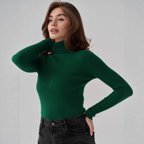 Women's Fitted Ribbed Turtleneck Sweater — View 2