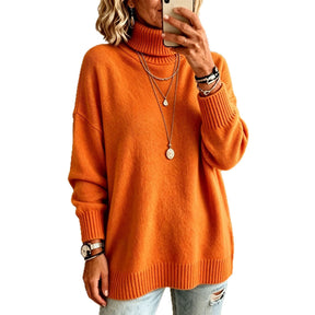 Women's Oversized Ribbed Fine Knit Turtleneck Sweater — View 5