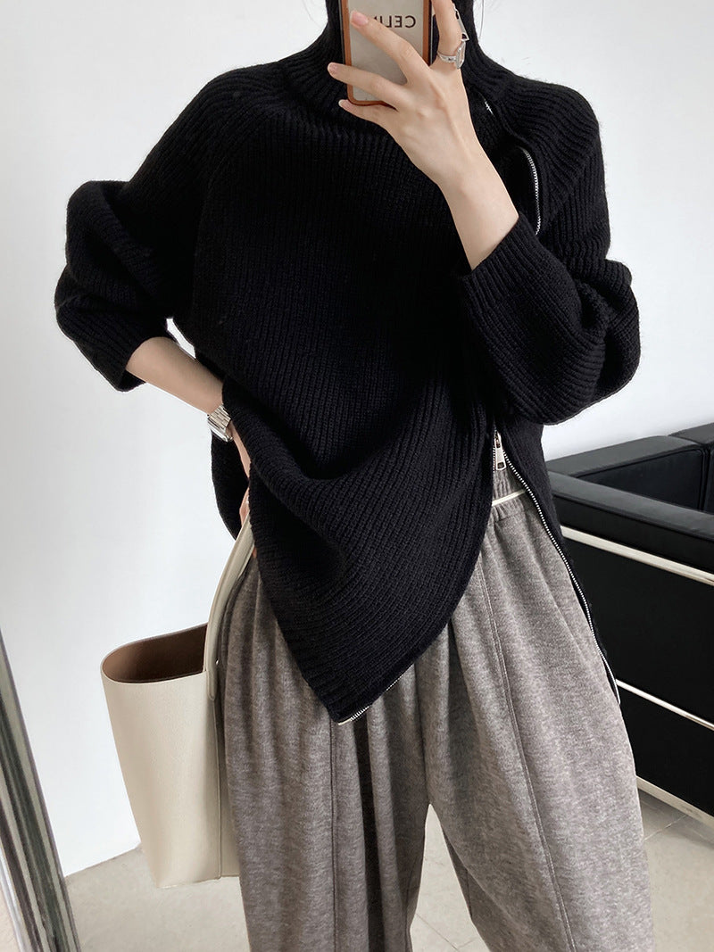 Women's Side Slit Turtleneck Sweater — View 9