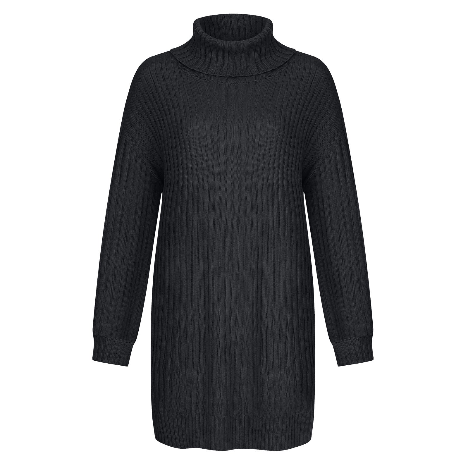 Women's Relaxed Fit Ribbed Chunky Knit Turtleneck Sweater — View 15