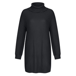 Women's Relaxed Fit Ribbed Chunky Knit Turtleneck Sweater — View 15