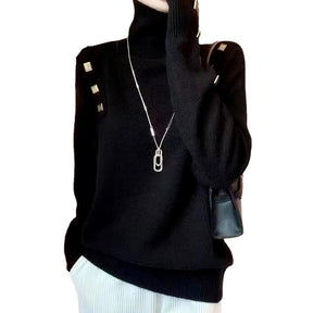 Women's Button Detail Turtleneck Sweater — View 5