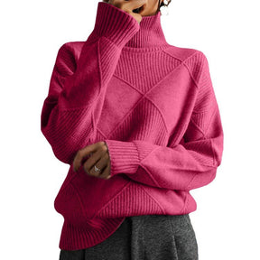Women's Fine Knit Geometric Turtleneck Sweater — View 5