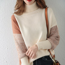 Women's Colorblock Textured Turtleneck Sweater — View 7