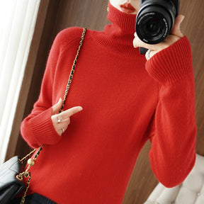 Women's Wool Blend Ribbed Turtleneck Sweater — View 9