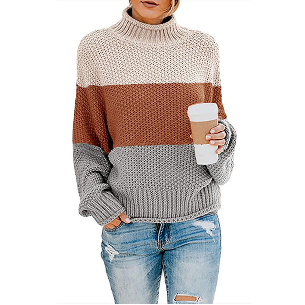 Women's Oversized Ribbed Chunky Knit Turtleneck Sweater — View 20
