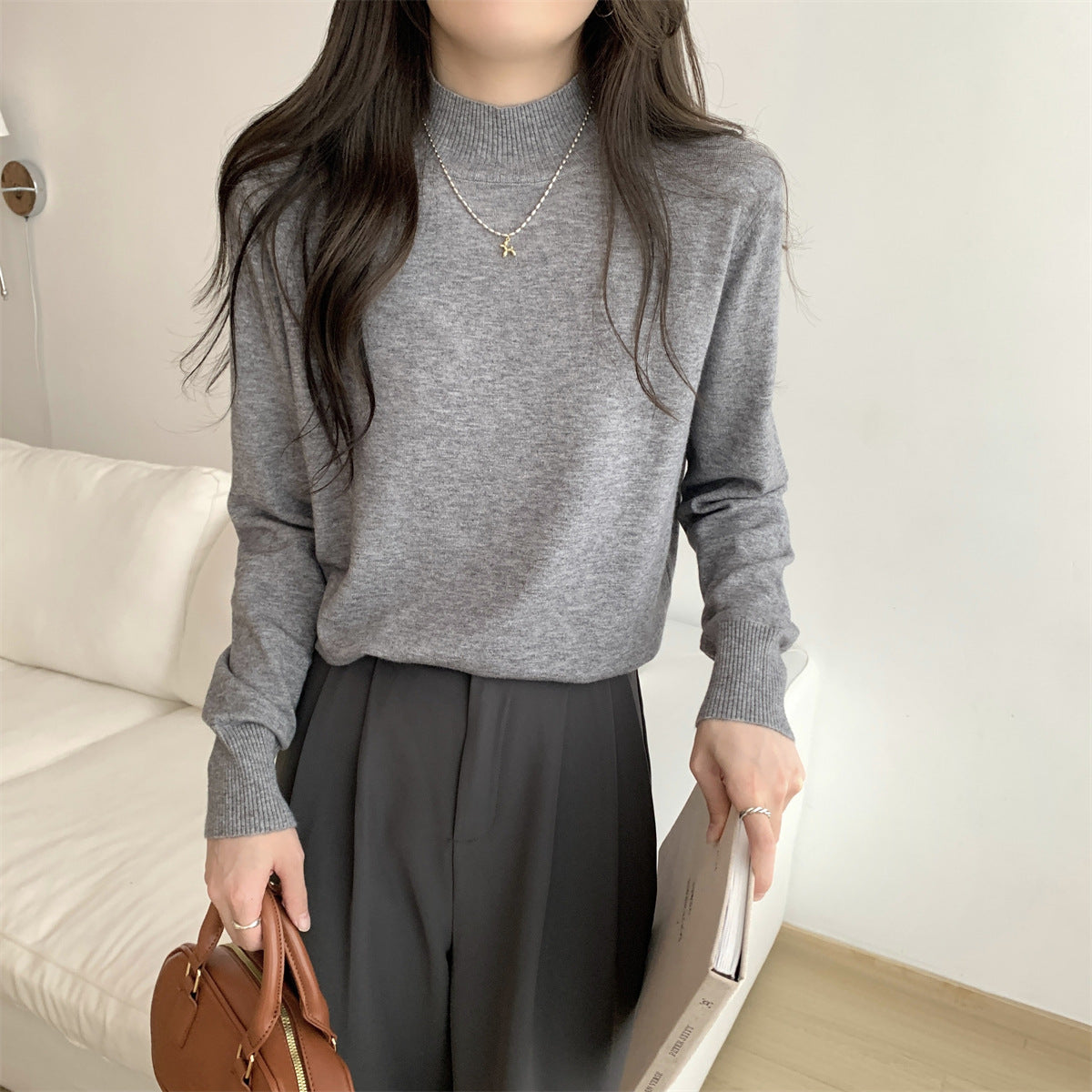 Women's Drop Shoulder Turtleneck Sweater — View 2