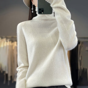 Women's Cashmere Ribbed Fine Knit Turtleneck Sweater — View 14
