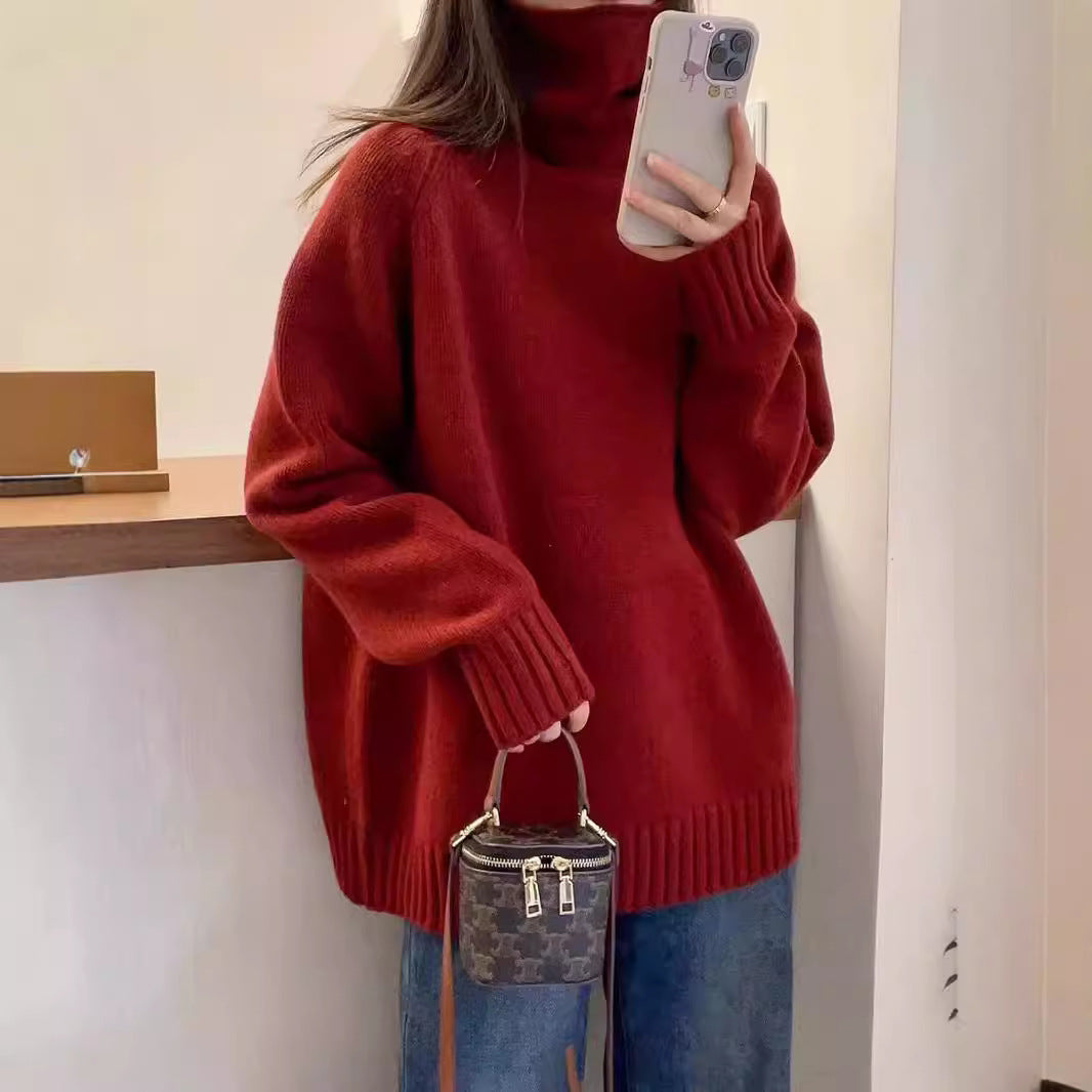 Women's Oversized Thumbhole Turtleneck Sweater — View 1