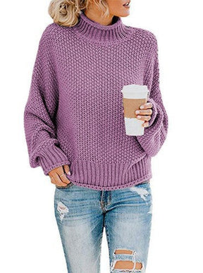 Women's Relaxed Fit Chunky Knit Turtleneck Sweater — View 7