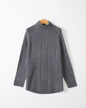 Women's Cable Knit Ribbed Fine Knit Turtleneck Sweater — View 7