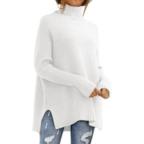 Women's Ribbed Asymmetric Textured Turtleneck Sweater — View 2