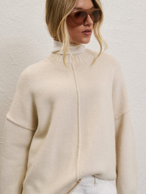 Women's Oversized Drop Shoulder Turtleneck Sweater — View 6
