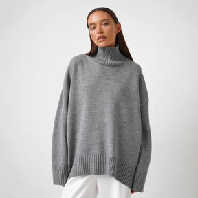 Women's Wool Blend Oversized Ribbed Turtleneck Sweater — View 2