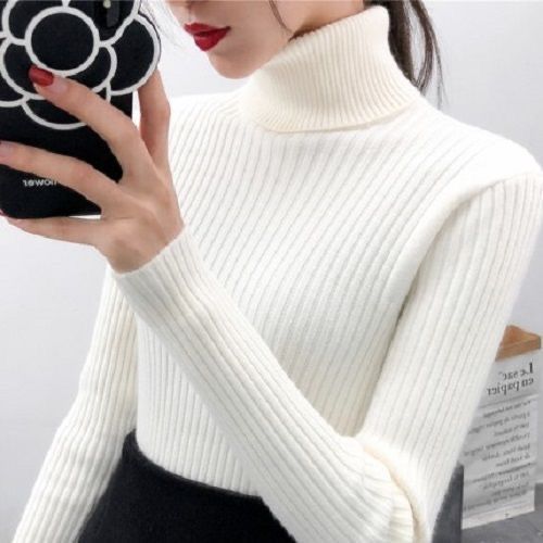 Women's Ribbed Textured Turtleneck Sweater — View 11