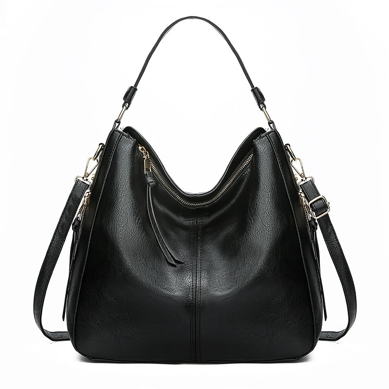 Women's Faux Leather Convertible Hobo Bag in Black by Juana Fashion