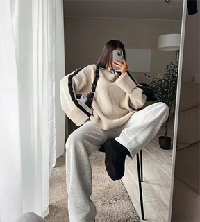 Women's Turtleneck Relaxed Fit Sweater Dress — View 6