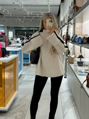 Women's Turtleneck Relaxed Fit Sweater Dress — View 2