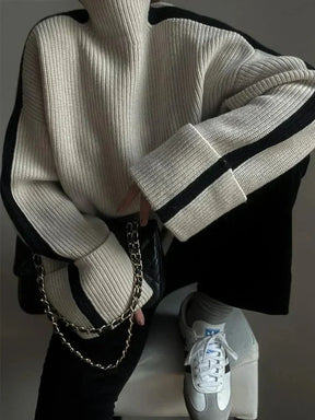 Women's Turtleneck Relaxed Fit Sweater Dress — View 3