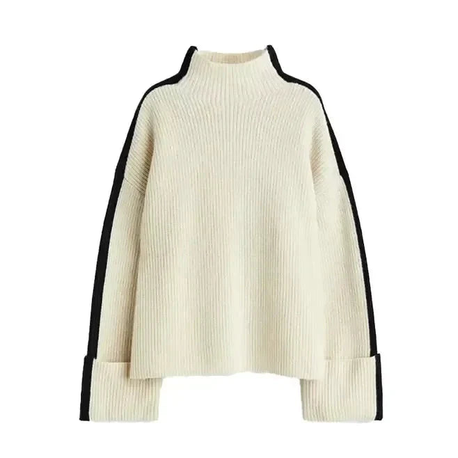 Women's Turtleneck Relaxed Fit Sweater Dress — View 5