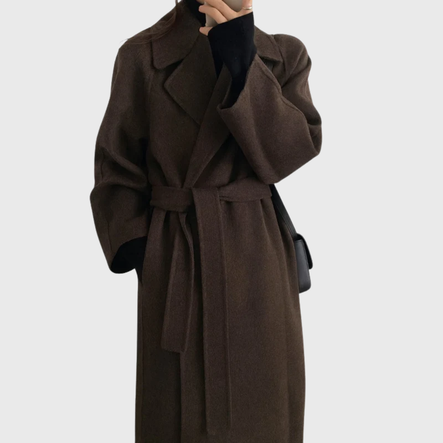 Women's Classic Wool-Blend Winter Coat | Veronika in Brown - Juana Fashion