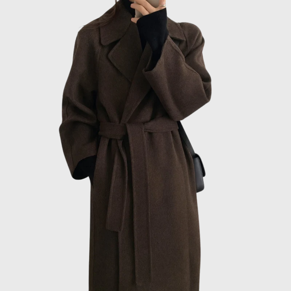 Women's Classic Wool-Blend Winter Coat | Veronika in Brown - Juana Fashion
