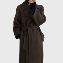 Women's Classic Wool-Blend Winter Coat | Veronika in Brown - Juana Fashion