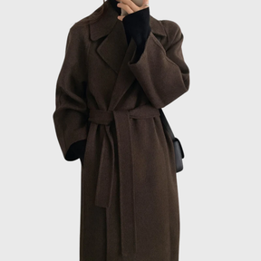 Women's Classic Wool-Blend Winter Coat | Veronika in Brown - Juana Fashion