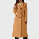 Women's Classic Wool-Blend Coat | Andrea in Brown - Juana Fashion