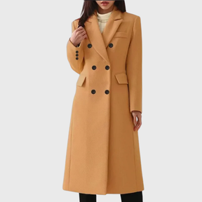 Women's Classic Wool-Blend Coat | Andrea in Brown - Juana Fashion