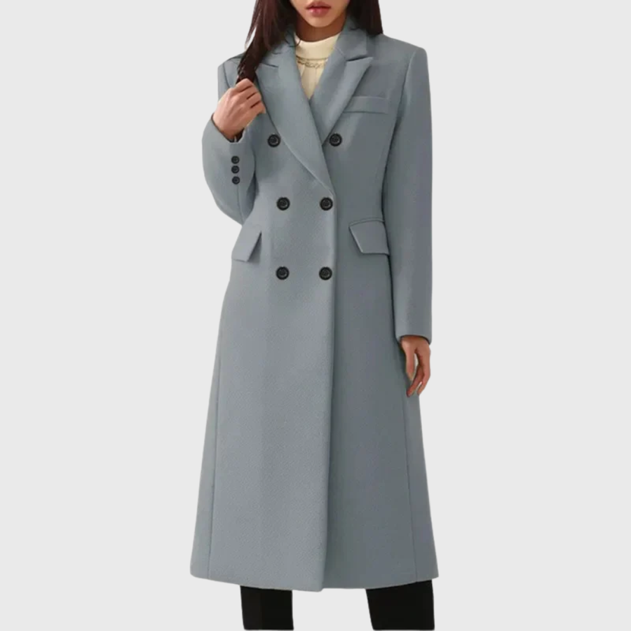 Women's Classic Wool-Blend Coat | Andrea in Brown - Juana Fashion
