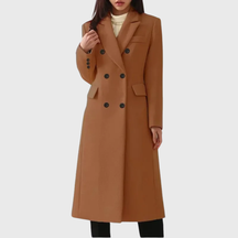 Women's Classic Wool-Blend Coat | Andrea in Brown - Juana Fashion
