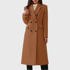 Women's Classic Wool-Blend Coat | Andrea in Brown - Juana Fashion