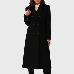 Women's Classic Wool-Blend Coat | Andrea in Brown - Juana Fashion