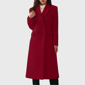 Women's Classic Wool-Blend Coat | Andrea in Brown - Juana Fashion