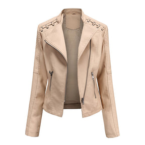 Women's Studded Faux Leather Jacket — View 13